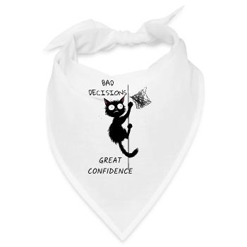 lustige schwarze Katze an der Schnur - Bandana - Weiß - Vorne