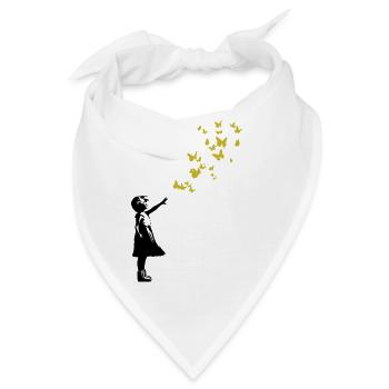 Schmetterlinge im Banksy-Stil - Bandana - Weiß - Vorne