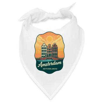 Amsterdamer Kanal Retro Niederlande Sonnenuntergangsreisen - Bandana - Weiß - Vorne