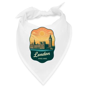 London Big Ben England Retro Sonnenuntergangs-Reiseabzeichen - Bandana - Weiß - Vorne