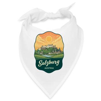 Salzburger Festung Retro Sonnenuntergangsabzeichen - Bandana - Weiß - Vorne