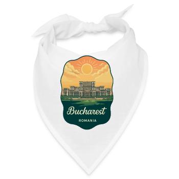 Bukarester Parlament Vintage Sunset Badge - Bandana - Weiß - Vorne