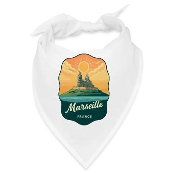 Marseille Notre Dame Vintage-Reiseabzeichen - Bandana - Weiß - Vorne