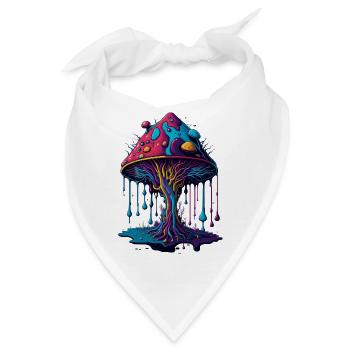 Psychedelischer Leuchtpilz Wald - Bandana - Weiß - Vorne