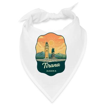 Tirana Skanderbeg Quadratisches Vintage-Reiseabzeichen - Bandana - Weiß - Vorne