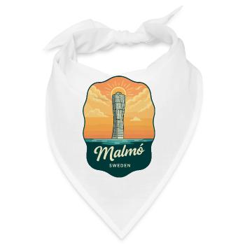 Malmö Turning Torso Vintage Sunset Abzeichen - Bandana - Weiß - Vorne
