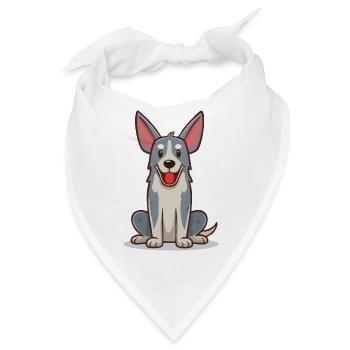 Kleiner, lustiger, grauer Hund (Comic) - Bandana - Weiß - Vorne