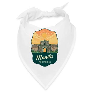 Manila Intramuros Retro Sonnenuntergangs-Reiseabzeichen - Bandana - Weiß - Vorne