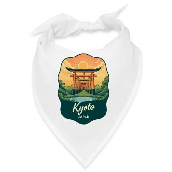 Kyoto Golden Pavilion Vintage-Sonnenuntergangsabzeichen - Bandana - Weiß - Vorne