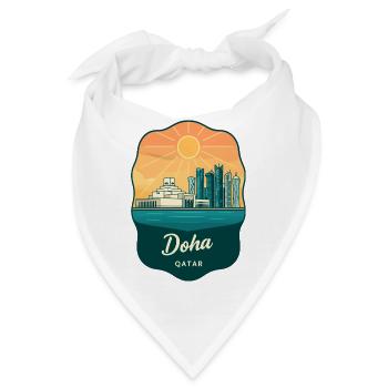 Doha Qatar Vintage Sunset Reiseabzeichen - Bandana - Weiß - Vorne