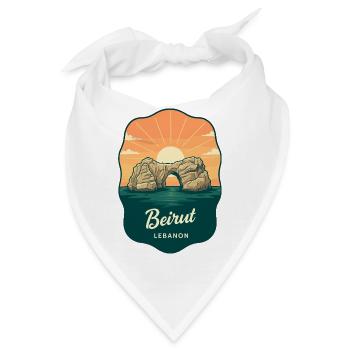 Beirut Raouche Rocks Retro Sunset Reiseabzeichen - Bandana - Weiß - Vorne