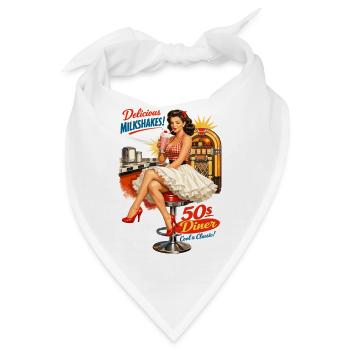 Retro 50s Diner Pin-Up: Rockabella & MilchshakeRet - Bandana - Weiß - Vorne