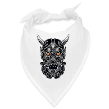 Oni Hannya Totem Japanische Totemmaske Orangefarbene Augen - Bandana - Weiß - Vorne