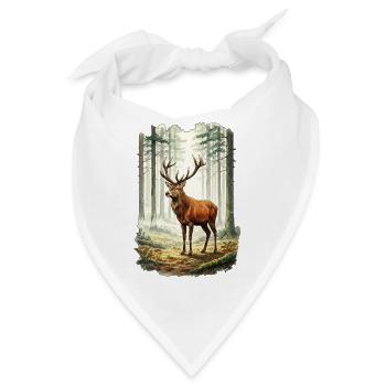 Rotwild Hirsch Wald Natur Wildlife Aquarell - Bandana - Weiß - Vorne