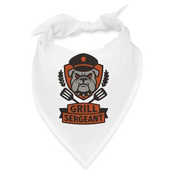 Grill Sergeant Bulldogge Grillmeister BBQ Hund - Bandana - Weiß - Vorne