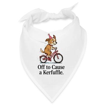 Hund auf Fahrrad mit Partyhut - Bandana - Weiß - Vorne