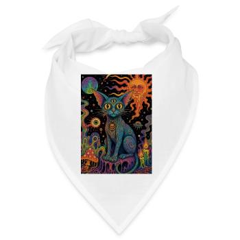 Kosmische Katze in Psychedelic Night - Bandana - Weiß - Vorne
