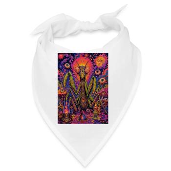 Kosmisch-psychedelische Gottesanbeterin in Neon-Orbit - Bandana - Weiß - Vorne