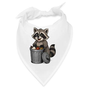 Waschbär mit Obst in Mülltonne - Bandana - Weiß - Vorne