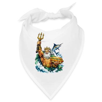Neptun mit Fischbrötchen - Bandana - Weiß - Vorne