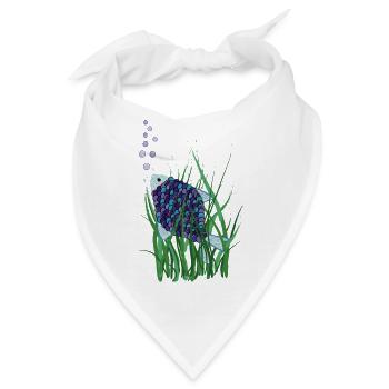 Abstrakter Fisch im Unterwasser Seegras Design - Bandana - Weiß - Vorne