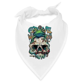 Grave Walkers, Froschschädel, Graffiti, Streetwear-Kunst - Bandana - Weiß - Vorne