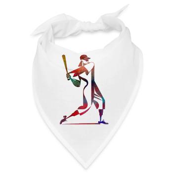 Farbiger Baseballspieler: Dynamischer Schwung - Bandana - Weiß - Vorne