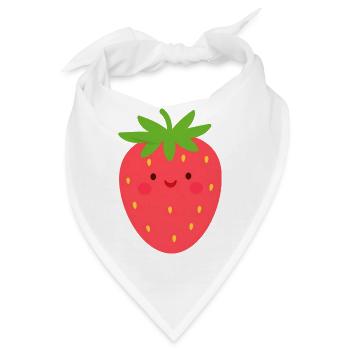 Rote Kawaii Erdbeere – Süße Frucht Design - Bandana - Weiß - Vorne