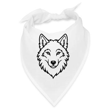 Wolf Kopf Elegant Wildnis Natur Kunst - Bandana - Weiß - Vorne