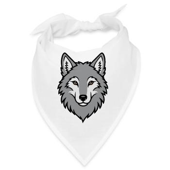 Grauer Wolf Kopf Wildnis Natur Tier - Bandana - Weiß - Vorne