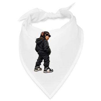 Gangster Schimpanse im lässigen Streetwear Look - Bandana - Weiß - Vorne