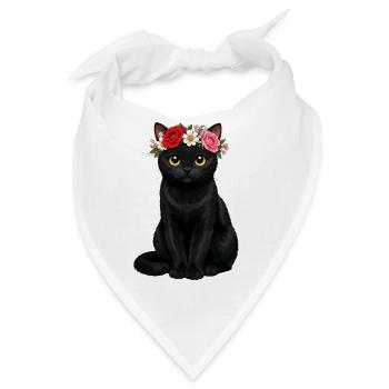 Schwarze Katze  - Bandana - Weiß - Vorne