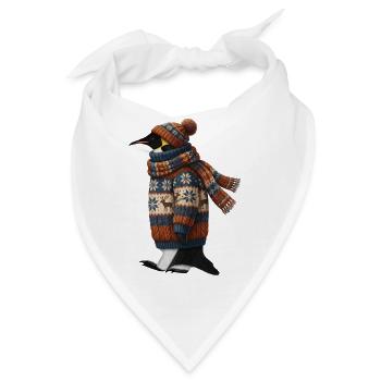 Pinguin im Strickpullover Winter Weihnachten - Bandana - Weiß - Vorne