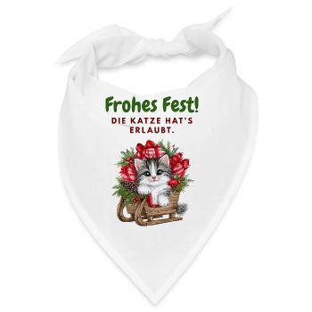 Frohes Fest... Weihnachen mit Katze - Bandana - Weiß - Vorne