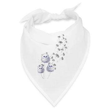 Flauschige Eulen im Löwenzahnflug - Bandana - Weiß - Vorne