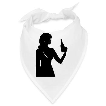Frau mit Flasche im Profil Silhouette - Bandana - Weiß - Vorne