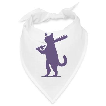 Minimalistische Katzen-Baseballspieler Silhouette - Bandana - Weiß - Vorne