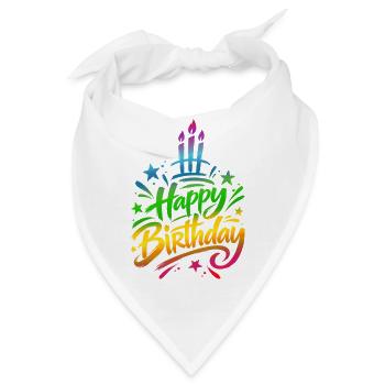 Zum Geburtstag viel Glückwunsch – bunter Farbverlauf - Bandana - Weiß - Vorne