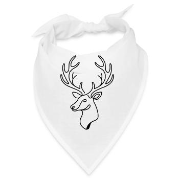 Minimalistisches schwarz-weiß Hirsch-Line Art - Bandana - Weiß - Vorne