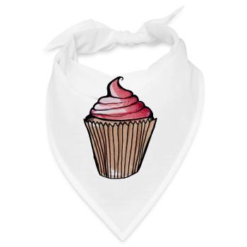 Aquarell Pink Cupcake - Bandana - Weiß - Vorne