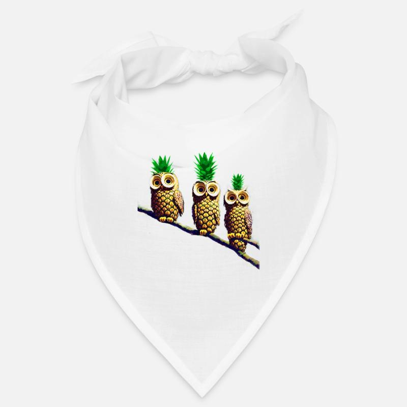 Ananas Eulen - Bandana - Weiß