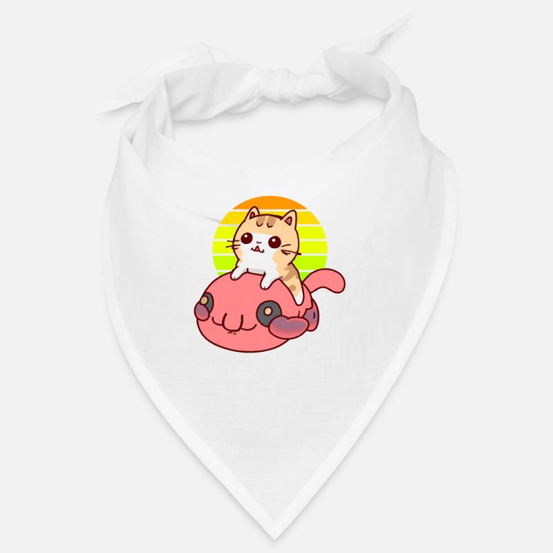 Cat rides a blob fish - Bandana - white