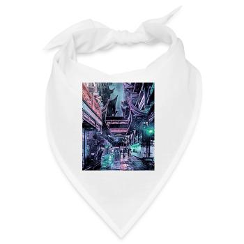 Nächtlicher Regen in Shanghai, China - Bandana - Weiß - Vorne