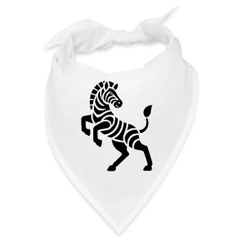 Zebra Silhouette Kunststück Minimal Design - Bandana - Weiß - Vorne
