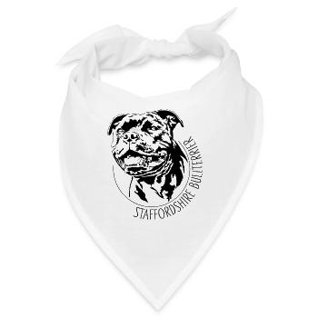 STAFFORDSHIRE BULLTERRIER Hundeportrait Wilsigns - Bandana - Weiß - Vorne