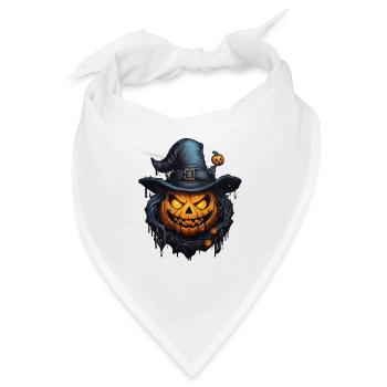 Halloween böser Kürbis mit Hut - Bandana - Weiß - Vorne