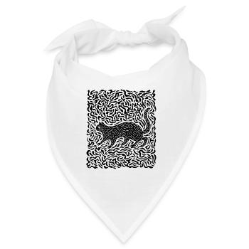 Psychedelischer Schwarzer Kater 3 - Bandana - Weiß - Vorne