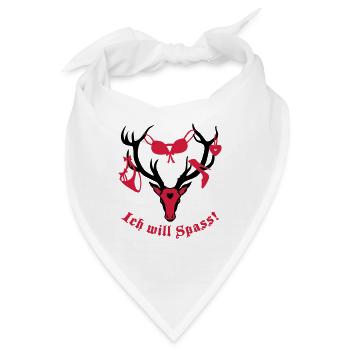 Hirsch mit Beute - ich will Spass! 2c - Bandana - Weiß - Vorne