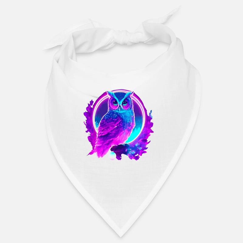 Eule Neon Moon Synthwave Bandana