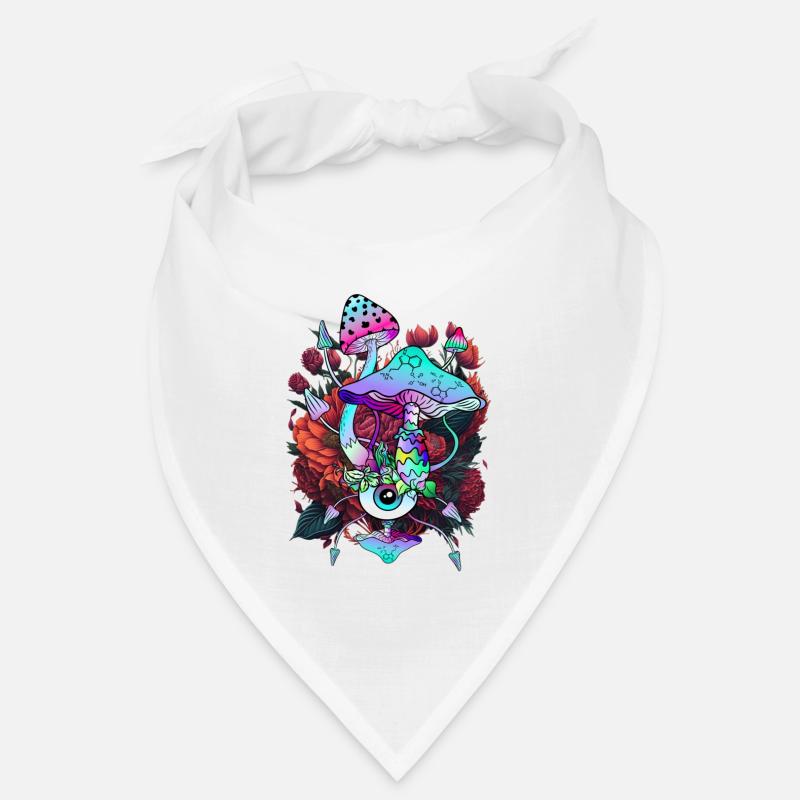 Flowers, Mushrooms, Eyes, Psychedelic Mushroom Art Bandana
